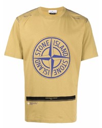 T-shirt à col rond imprimé marron clair Stone Island