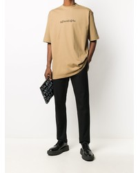 T-shirt à col rond imprimé marron clair Balenciaga