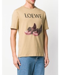T-shirt à col rond imprimé marron clair Loewe