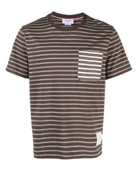T-shirt à col rond imprimé marron clair Thom Browne