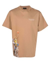T-shirt à col rond imprimé marron clair Throwback.