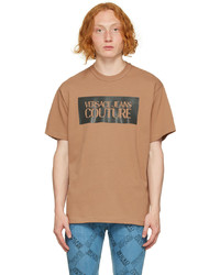 T-shirt à col rond imprimé marron clair VERSACE JEANS COUTURE