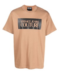 T-shirt à col rond imprimé marron clair VERSACE JEANS COUTURE