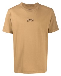 T-shirt à col rond imprimé marron clair White Mountaineering