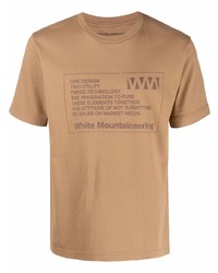 T-shirt à col rond imprimé marron clair White Mountaineering