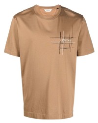 T-shirt à col rond imprimé marron clair Z Zegna