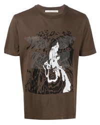 T-shirt à col rond imprimé marron foncé 1017 Alyx 9Sm