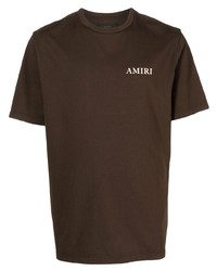 T-shirt à col rond imprimé marron foncé Amiri