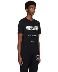 T-shirt à col rond imprimé marron foncé Moschino