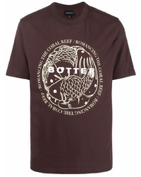 T-shirt à col rond imprimé marron foncé Botter