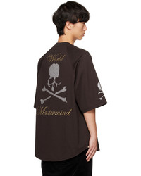 T-shirt à col rond imprimé marron foncé Mastermind World