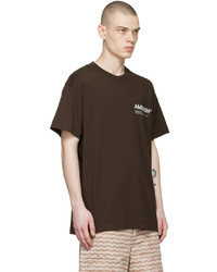 T-shirt à col rond imprimé marron foncé Ambush