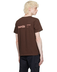T-shirt à col rond imprimé marron foncé Norda