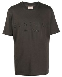 T-shirt à col rond imprimé marron foncé Buscemi
