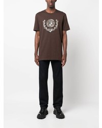 T-shirt à col rond imprimé marron foncé Dolce & Gabbana