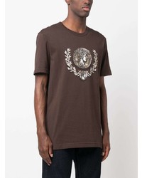 T-shirt à col rond imprimé marron foncé Dolce & Gabbana