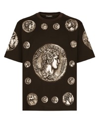 T-shirt à col rond imprimé marron foncé Dolce & Gabbana