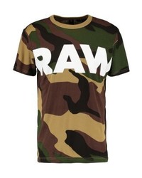 T-shirt à col rond imprimé marron foncé