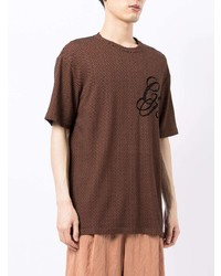 T-shirt à col rond imprimé marron foncé Giorgio Armani