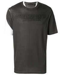 T-shirt à col rond imprimé marron foncé Helmut Lang