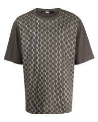 T-shirt à col rond imprimé marron foncé Karl Lagerfeld
