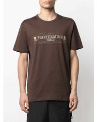 T-shirt à col rond imprimé marron foncé Mastermind Japan