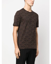 T-shirt à col rond imprimé marron foncé Moschino