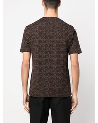 T-shirt à col rond imprimé marron foncé Moschino