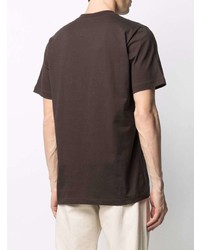 T-shirt à col rond imprimé marron foncé Sunnei