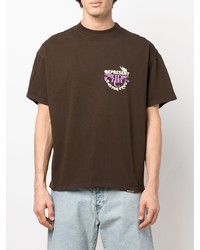 T-shirt à col rond imprimé marron foncé Represent