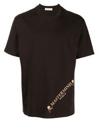 T-shirt à col rond imprimé marron foncé Mastermind World