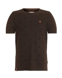 T-shirt à col rond imprimé marron foncé Naketano