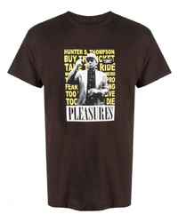 T-shirt à col rond imprimé marron foncé Pleasures