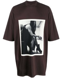 T-shirt à col rond imprimé marron foncé Rick Owens DRKSHDW