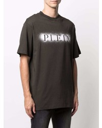 T-shirt à col rond imprimé marron foncé Philipp Plein