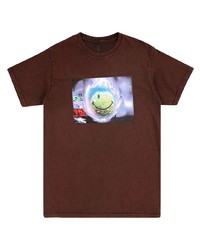 T-shirt à col rond imprimé marron foncé Travis Scott Astroworld