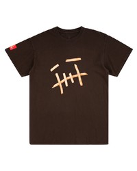 T-shirt à col rond imprimé marron foncé Travis Scott Astroworld