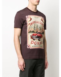 T-shirt à col rond imprimé marron foncé Dolce & Gabbana