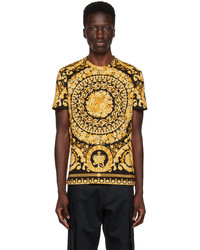 T-shirt à col rond imprimé marron foncé Versace