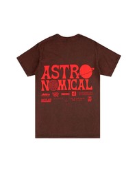 T-shirt à col rond imprimé marron foncé Travis Scott Astroworld