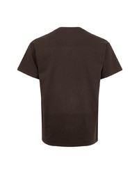T-shirt à col rond imprimé marron foncé Travis Scott