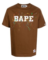 T-shirt à col rond imprimé marron A Bathing Ape