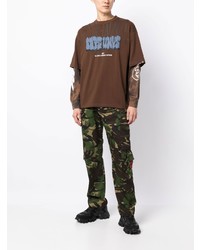 T-shirt à col rond imprimé marron AAPE BY A BATHING APE