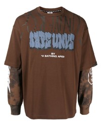 T-shirt à col rond imprimé marron AAPE BY A BATHING APE