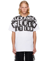 T-shirt à col rond imprimé marron Alexander McQueen