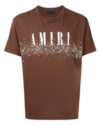 T-shirt à col rond imprimé marron Amiri