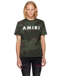 T-shirt à col rond imprimé marron Amiri