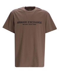 T-shirt à col rond imprimé marron Armani Exchange