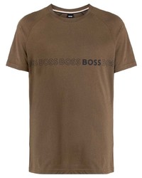 T-shirt à col rond imprimé marron BOSS