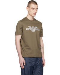 T-shirt à col rond imprimé marron Emporio Armani